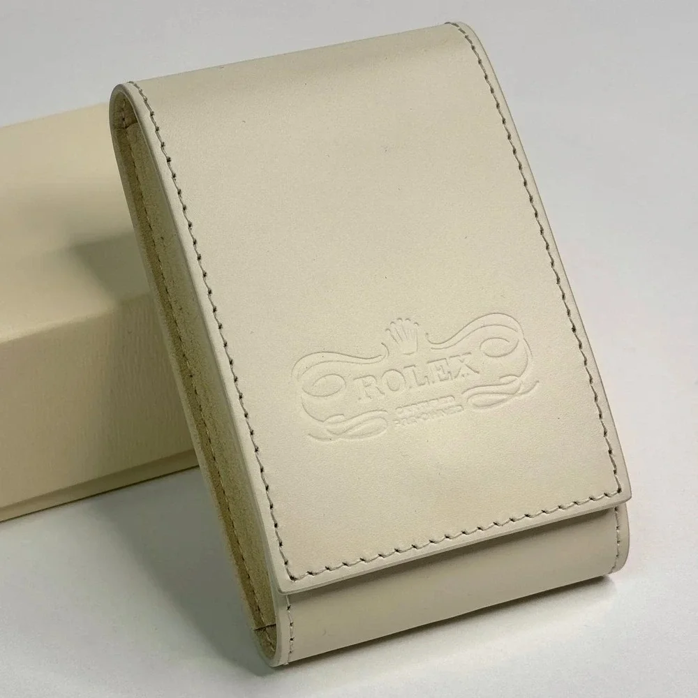Rolex Leather Card Holder Wallet Beige‎ Embossed Crown Logo New In Packaging